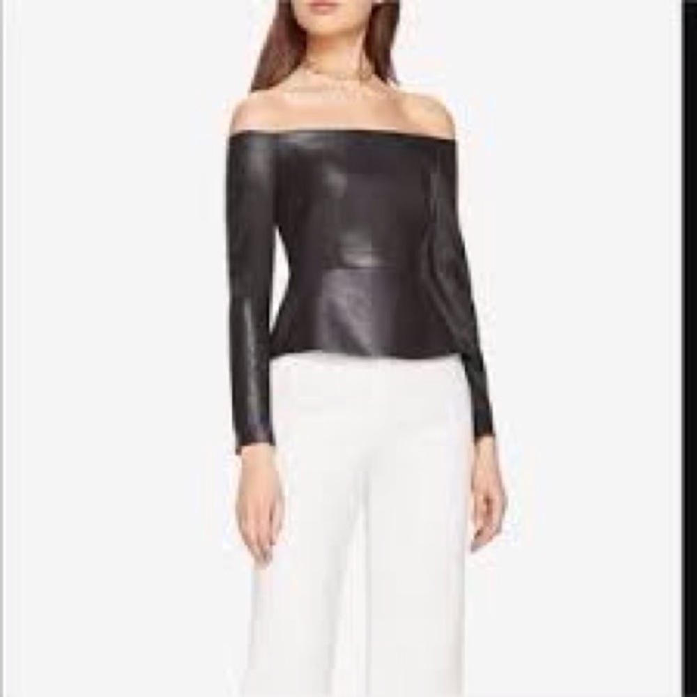 BCBG Faux Leather Top
